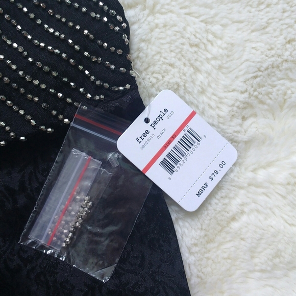 Free People Shooting Star Slip Black Jewelled XS - Picture 7 of 8